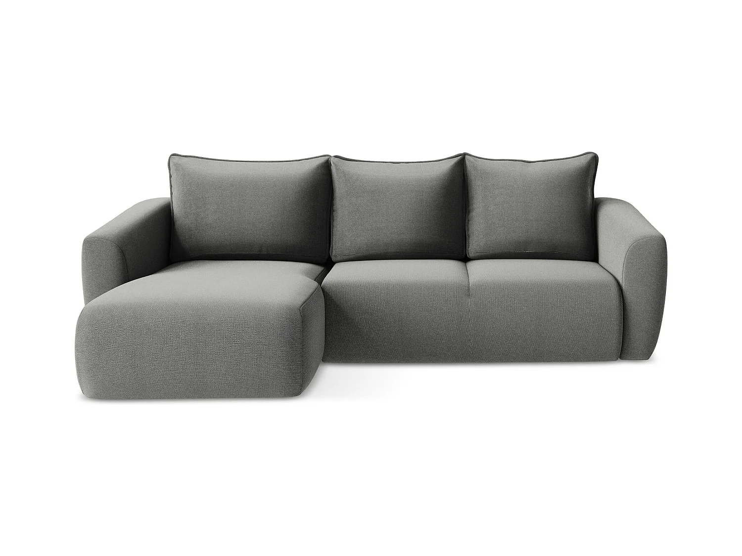 Canapé d’angle 3 places gauche convertible en tissu texturé - gris - GUAVA