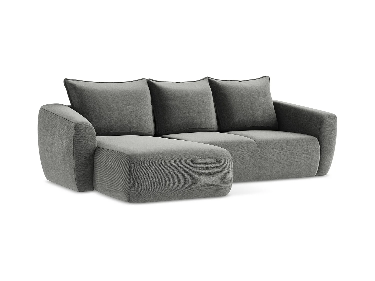 Canapé d’angle 3 places gauche convertible en tissu texturé - gris - GUAVA