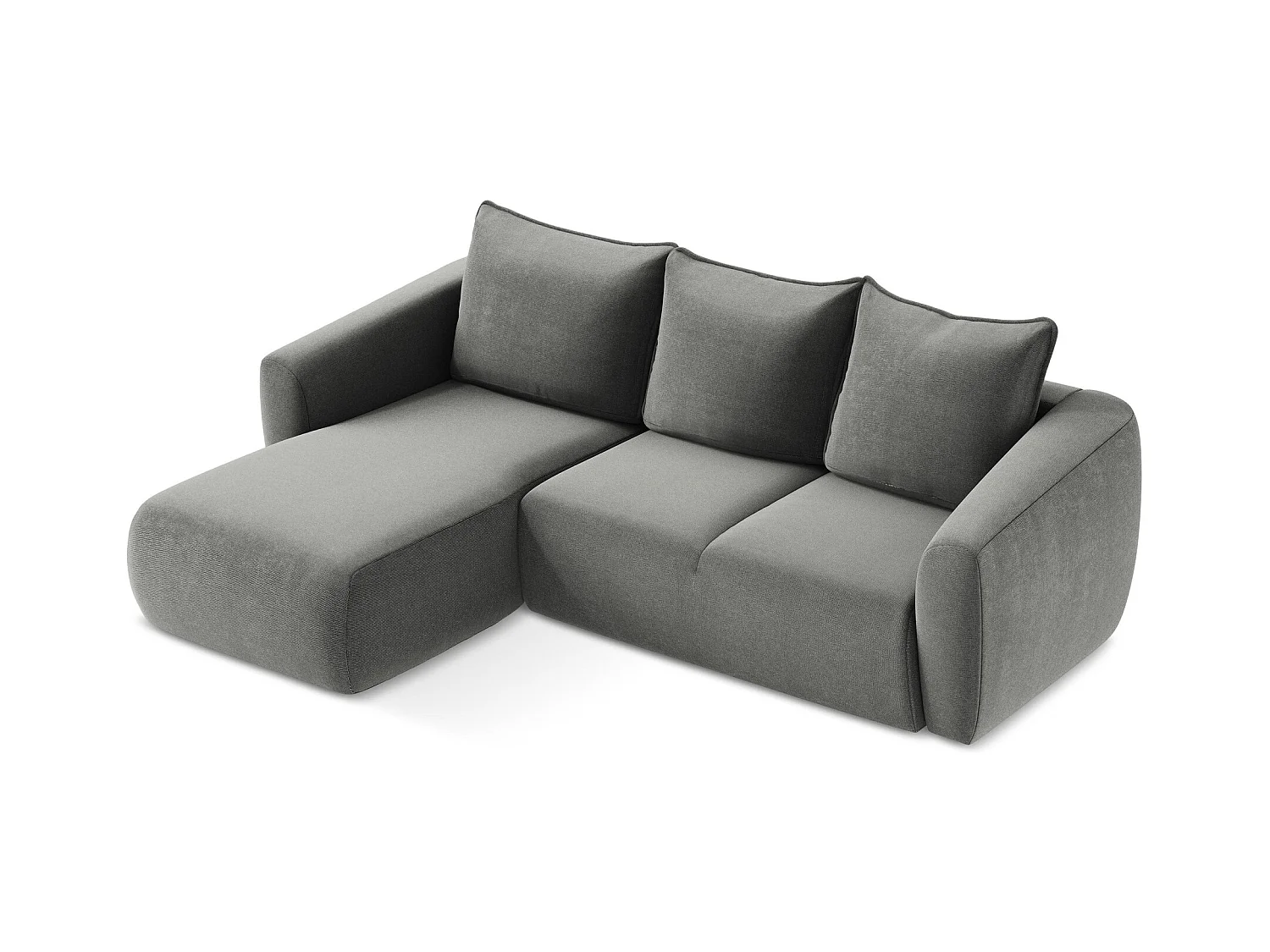 Canapé d’angle 3 places gauche convertible en tissu texturé - gris - GUAVA