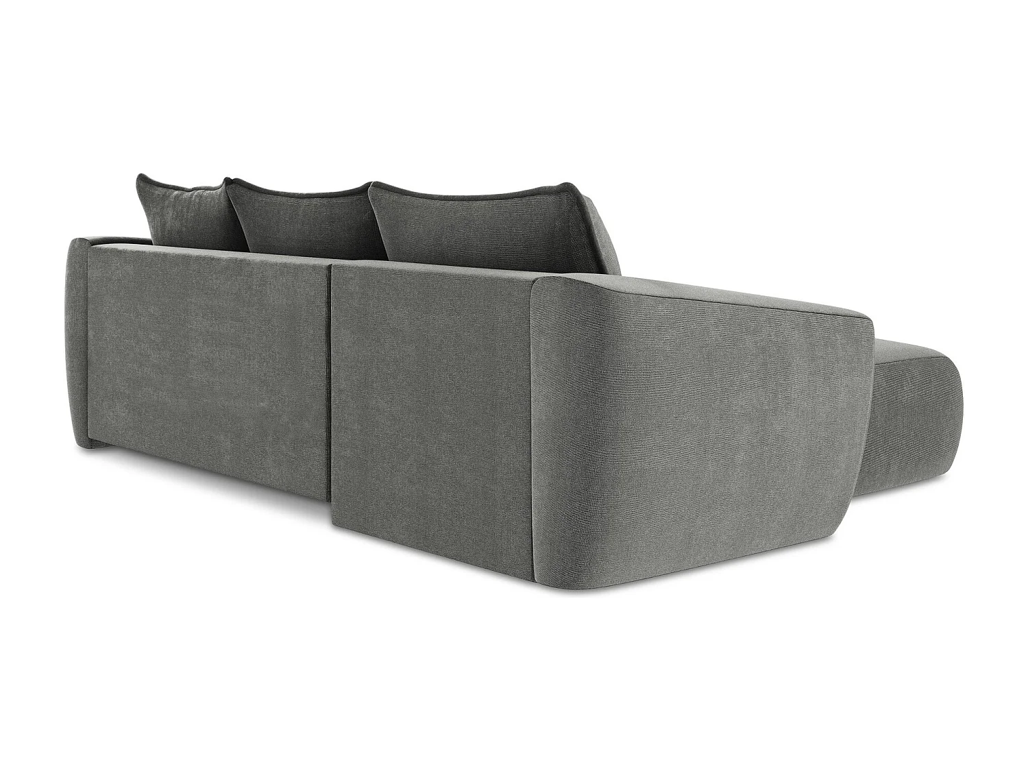 Canapé d’angle 3 places gauche convertible en tissu texturé - gris - GUAVA