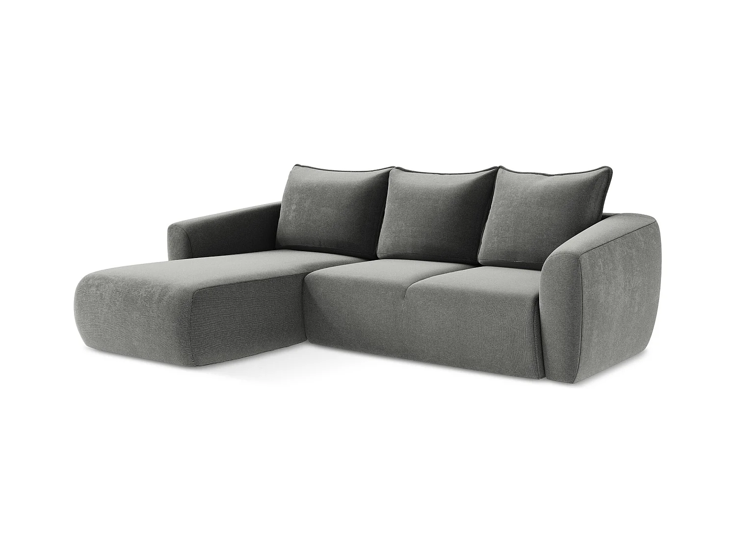 3-Sitzer Ecksofa mit Schlaffunktion - Ecke Links - Strukturstoff - Grau - GUAVA