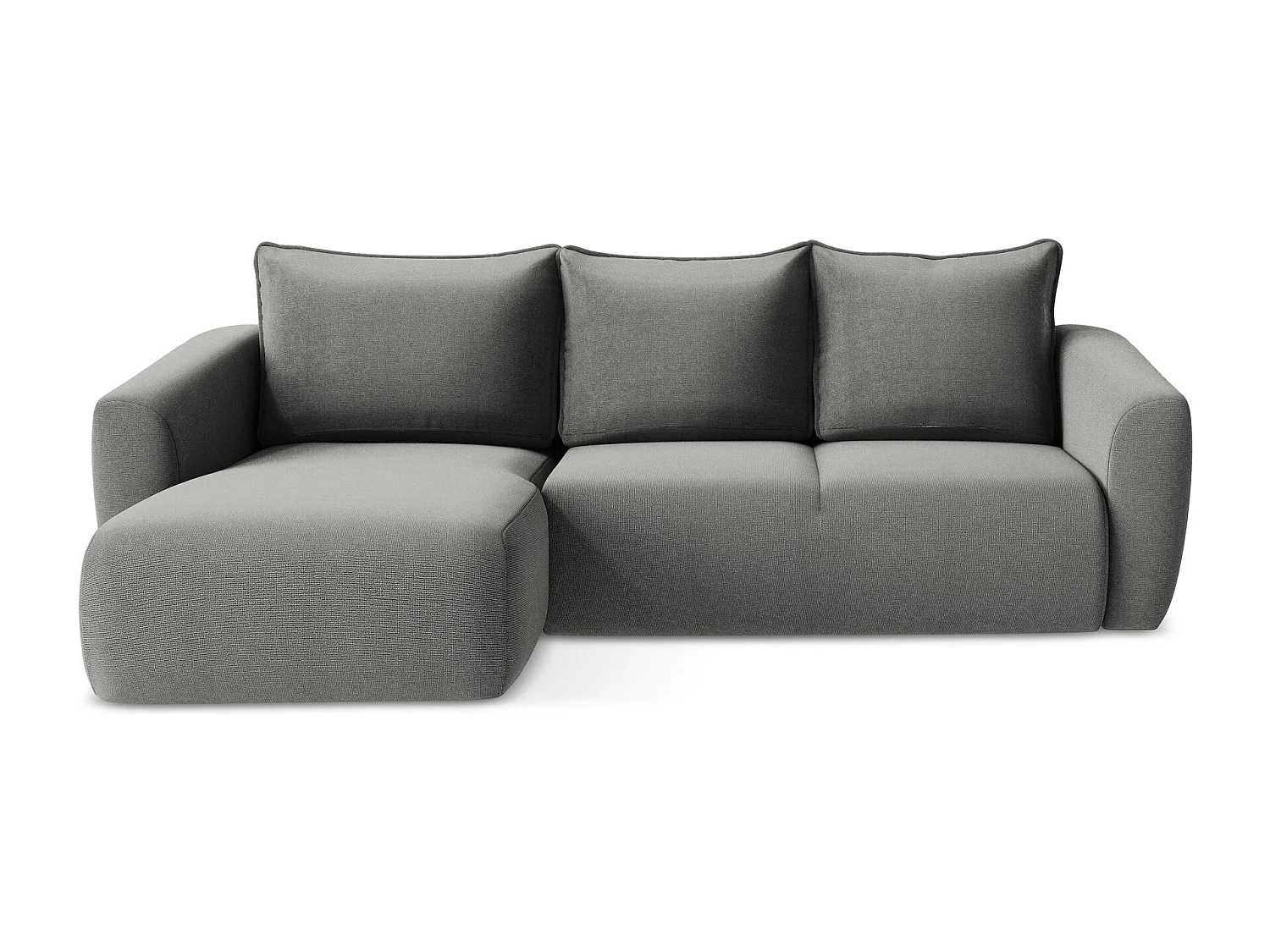 Canapé d’angle 3 places gauche convertible en tissu texturé - gris - GUAVA