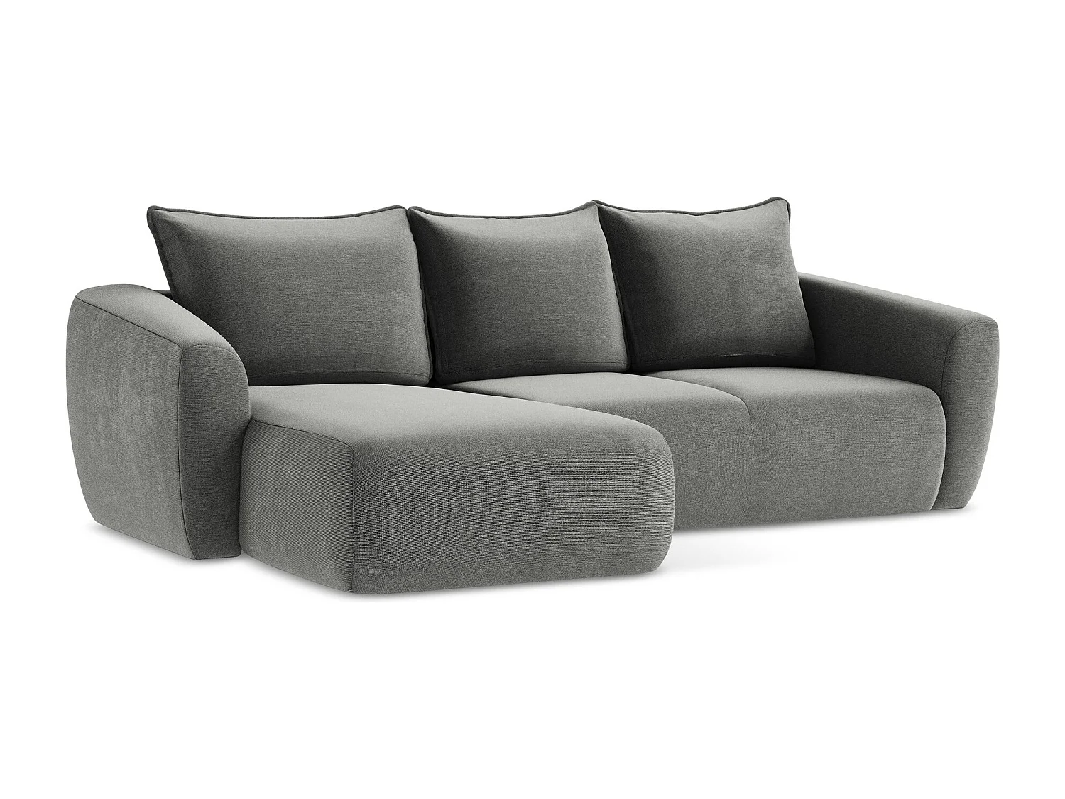 Canapé d’angle 3 places gauche convertible en tissu texturé - gris - GUAVA