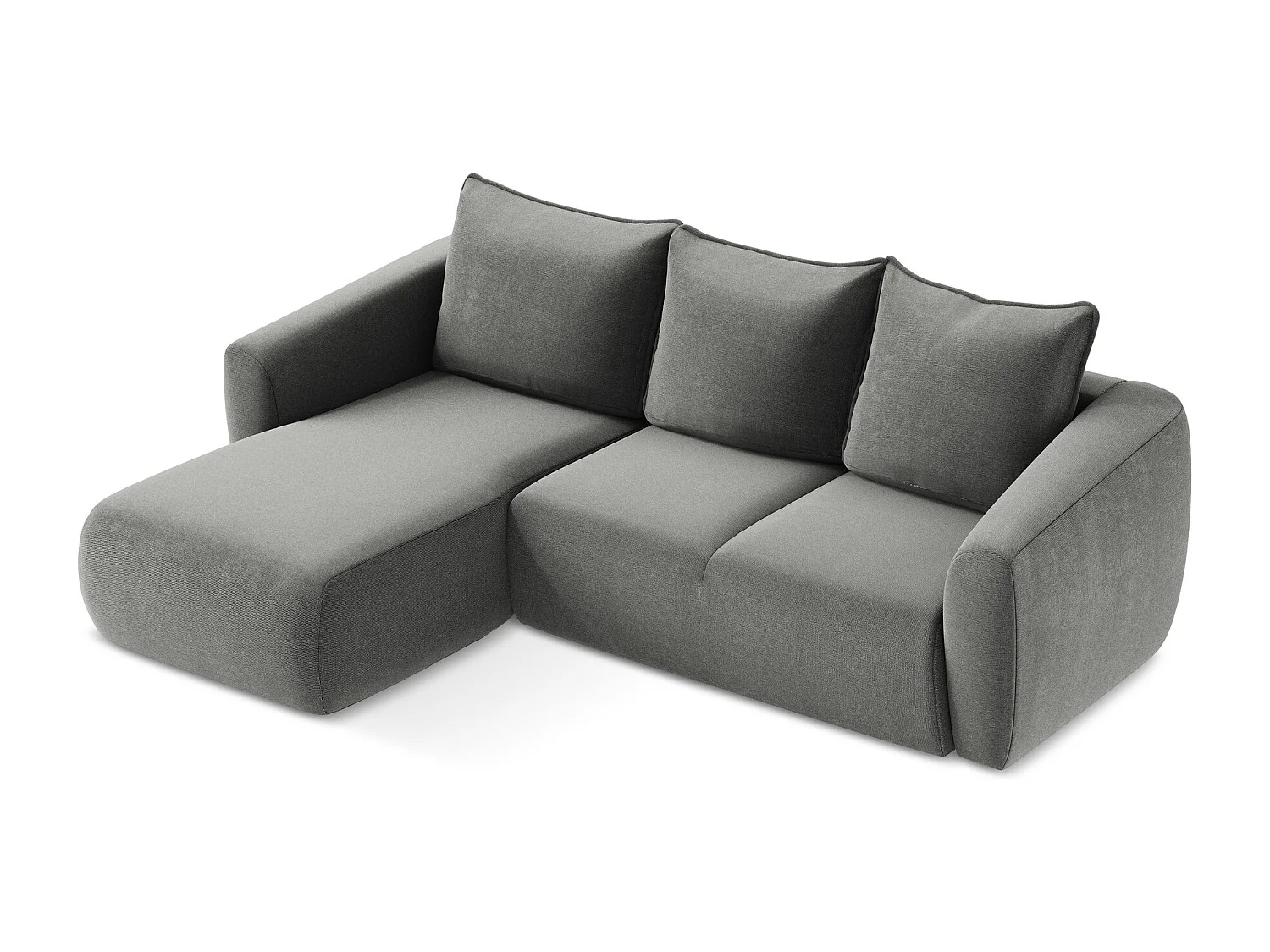 Canapé d’angle 3 places gauche convertible en tissu texturé - gris - GUAVA