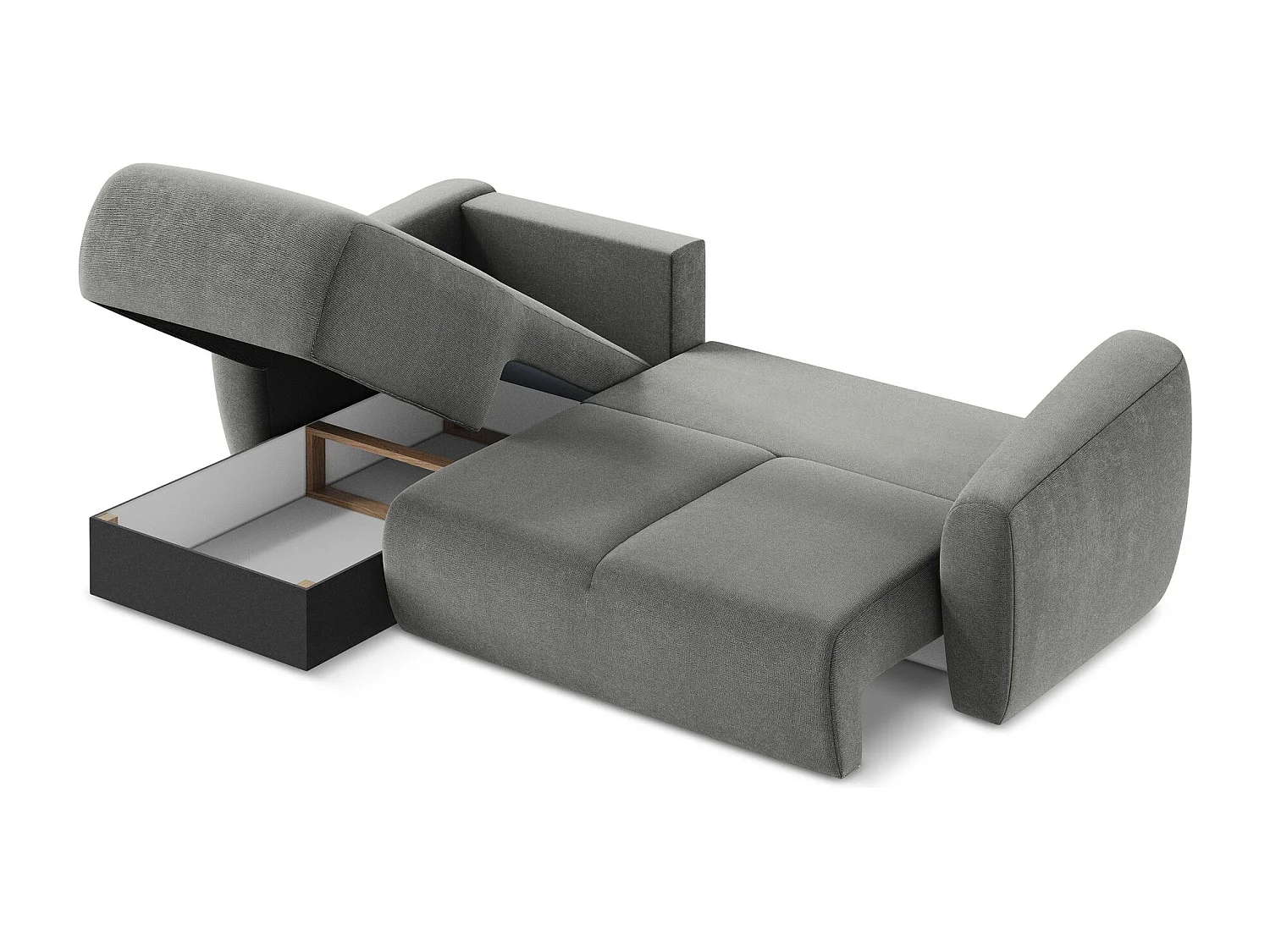 Canapé d’angle 3 places gauche convertible en tissu texturé - gris - GUAVA