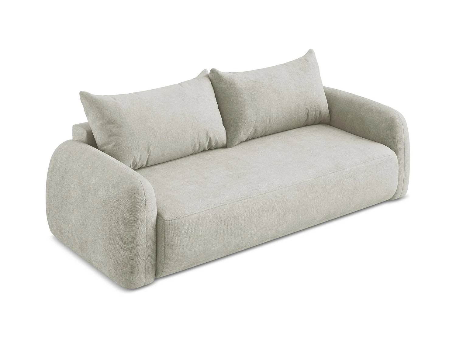 Canapé 3 places convertible en tissu chenille - perle - HALE