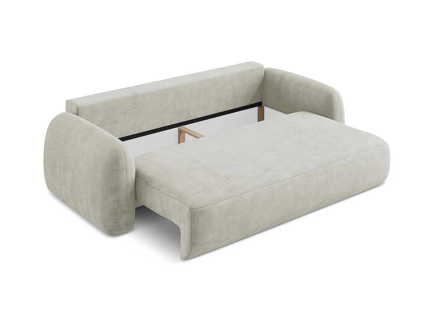 Canapé 3 places convertible en tissu chenille - perle - HALE