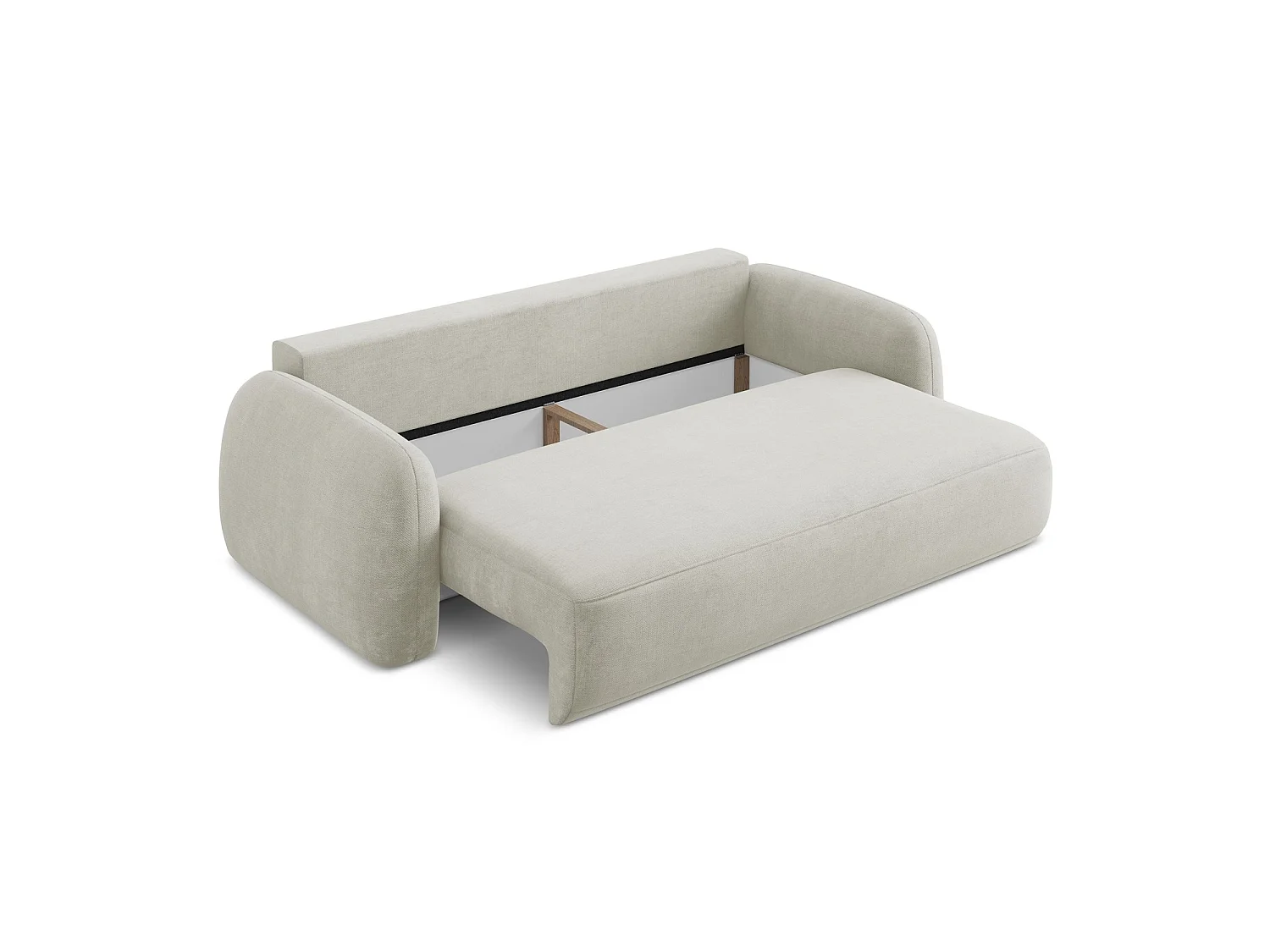 Canapé 3 places convertible en tissu chenille - perle - AMALFI