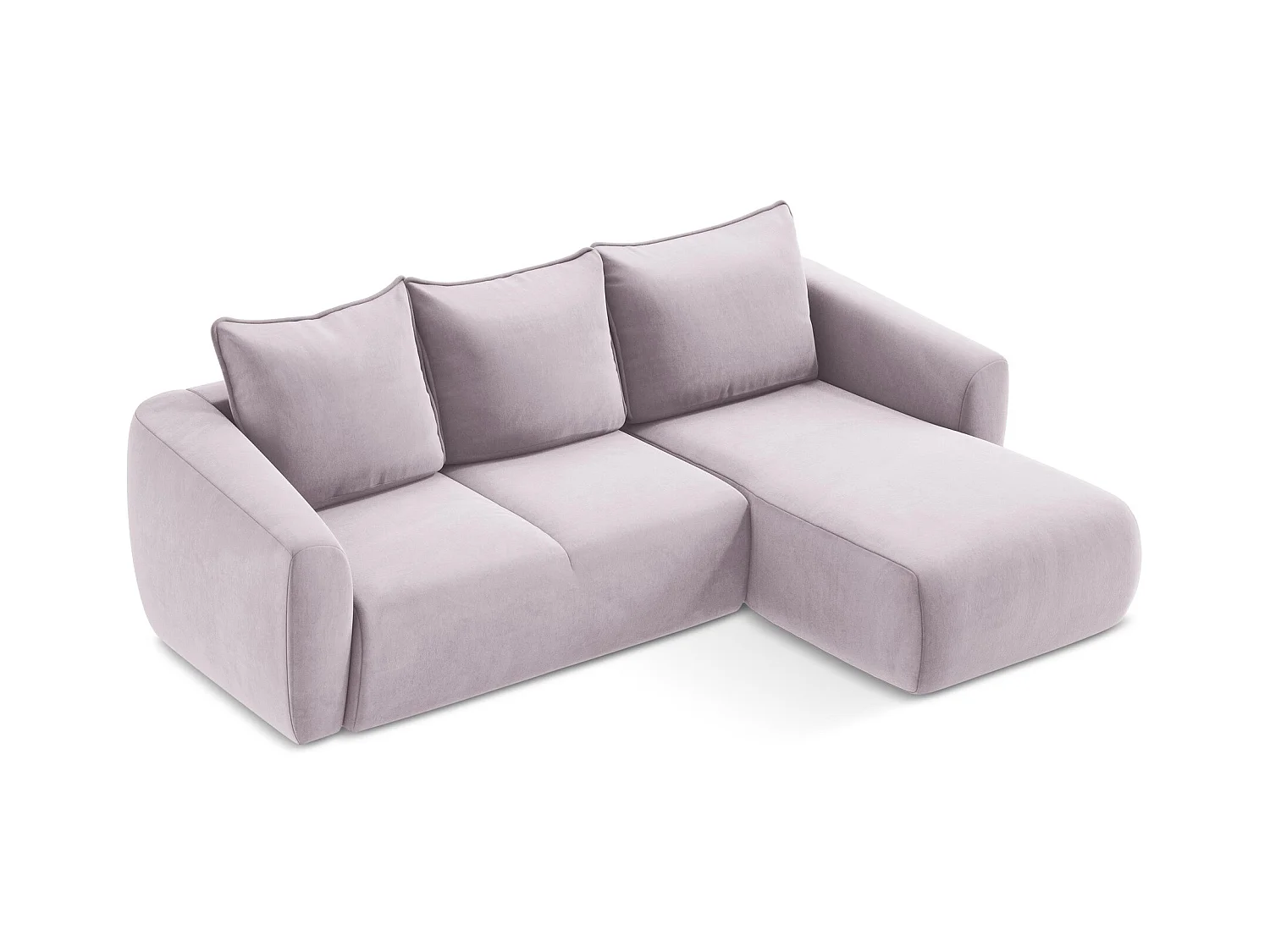 Canapé d'angle droit convertible en velours - lavande - GUAVA