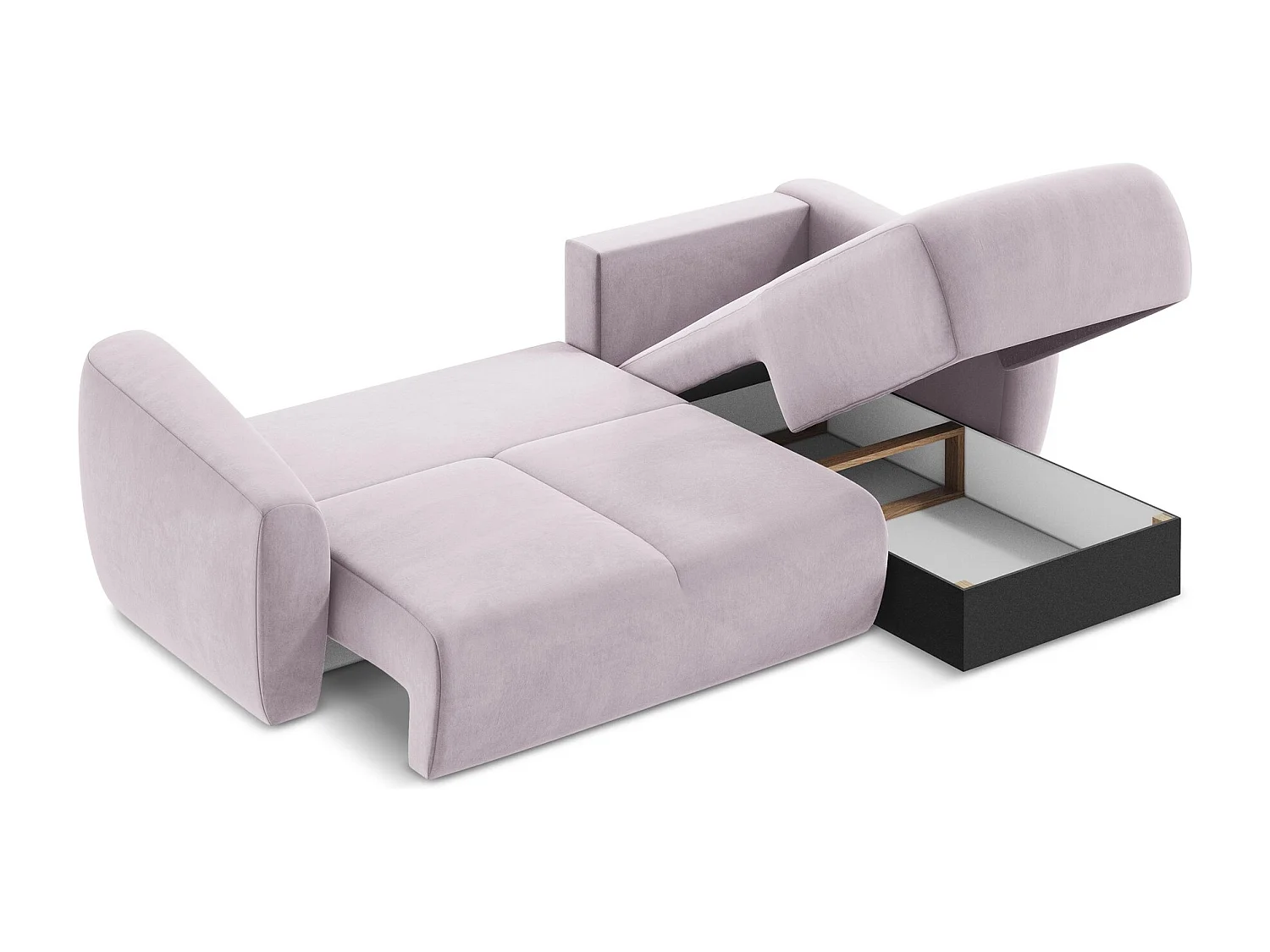 Canapé d'angle droit convertible en velours - lavande - GUAVA