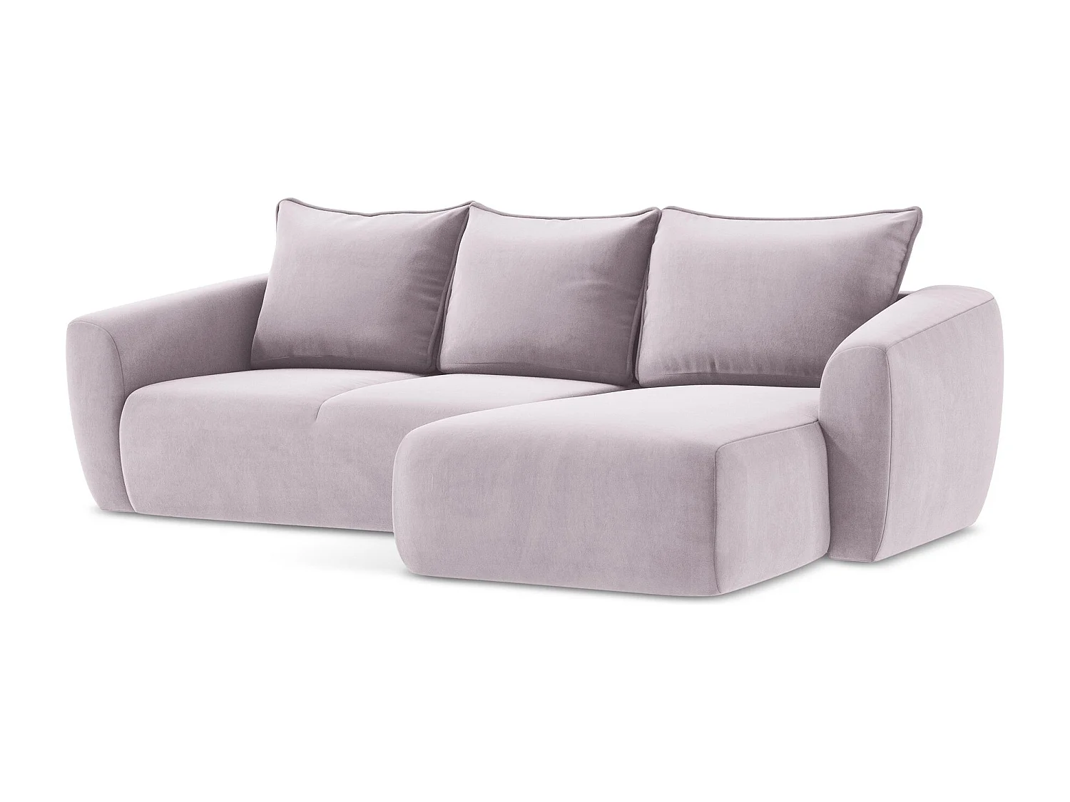 Canapé d'angle droit convertible en velours - lavande - GUAVA