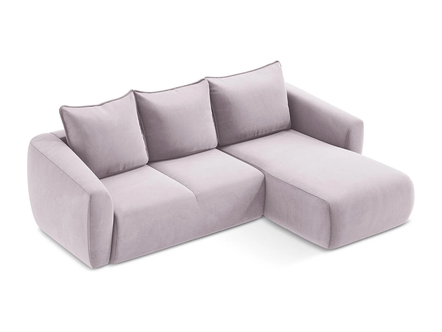 Canapé d'angle droit convertible en velours - lavande - GUAVA