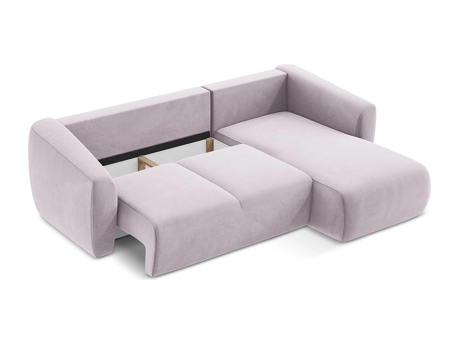 Canapé d'angle droit convertible en velours - lavande - GUAVA