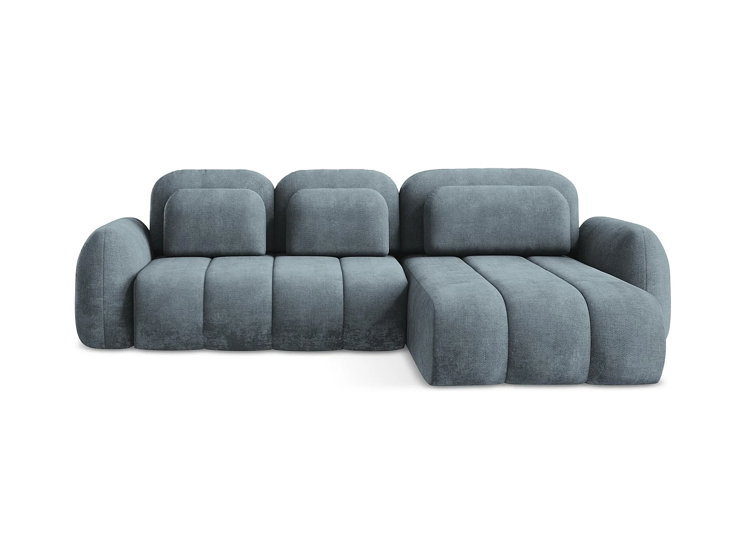 Canapé d'angle droit convertible en tissu chenille - jeans - PELE