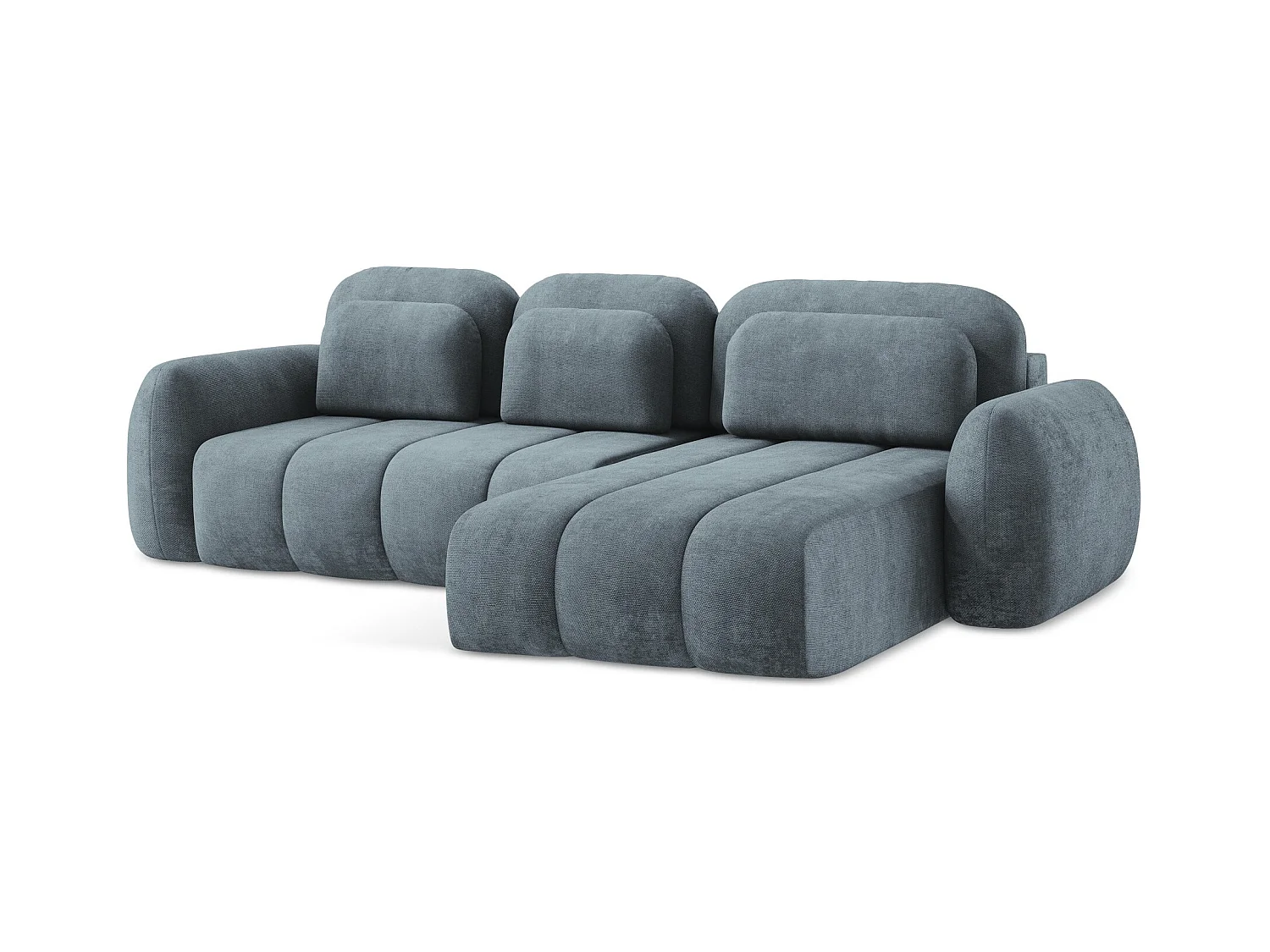 Canapé d'angle droit convertible en tissu chenille - jeans - PELE