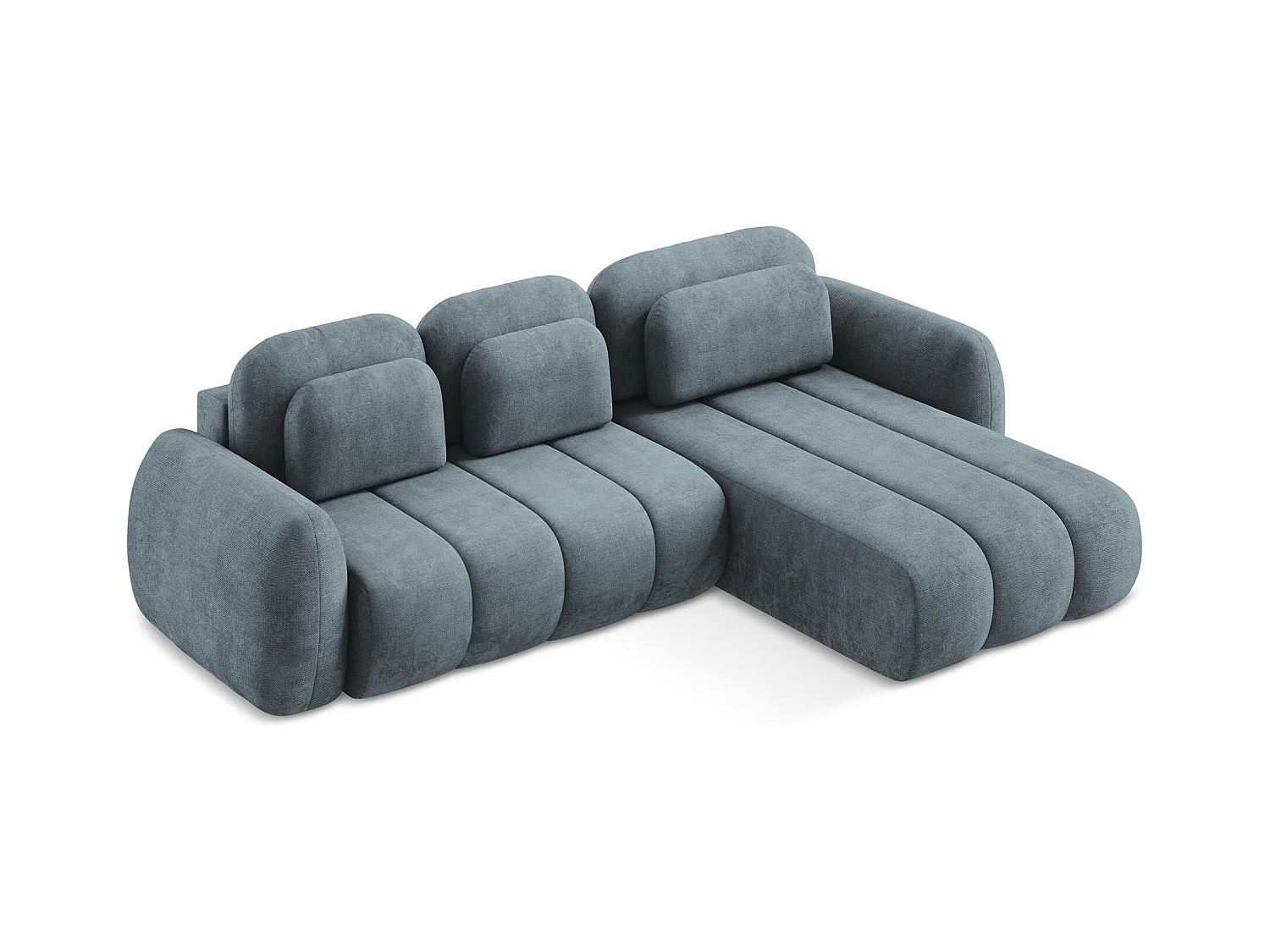 Canapé d'angle droit convertible en tissu chenille - jeans - PELE