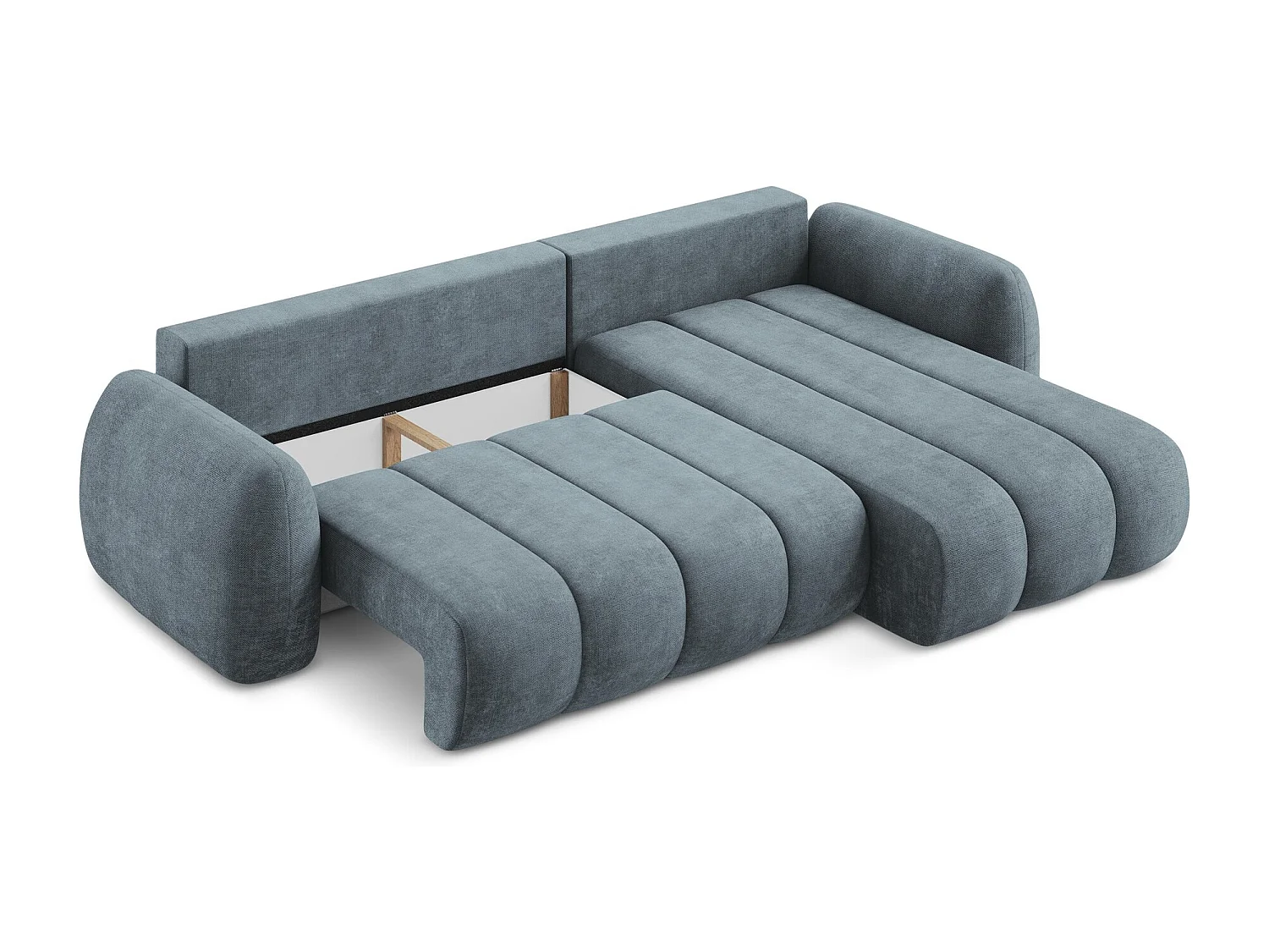 Canapé d'angle droit convertible en tissu chenille - jeans - PELE