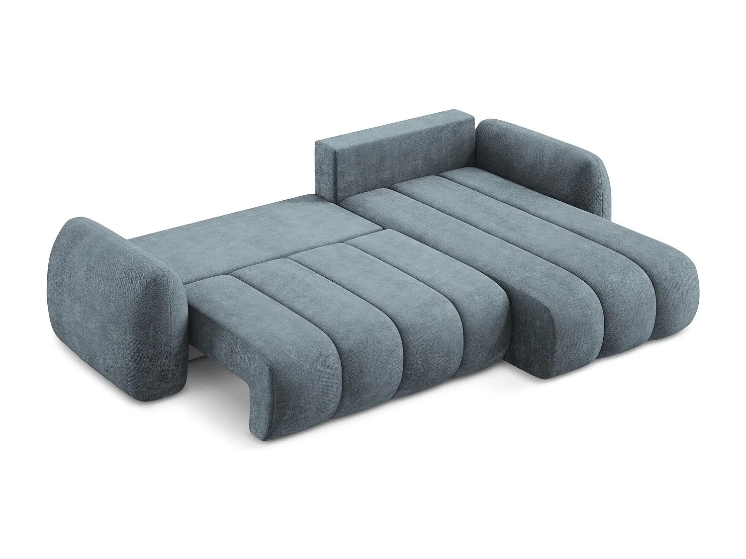 Canapé d'angle droit convertible en tissu chenille - jeans - PELE