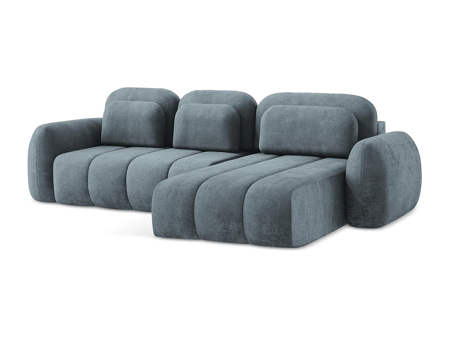 Canapé d'angle droit convertible en tissu chenille - jeans - PELE