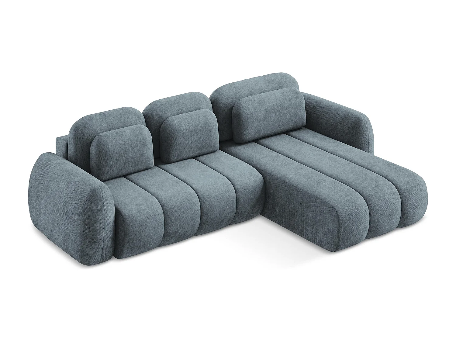 Canapé d'angle droit convertible en tissu chenille - jeans - PELE