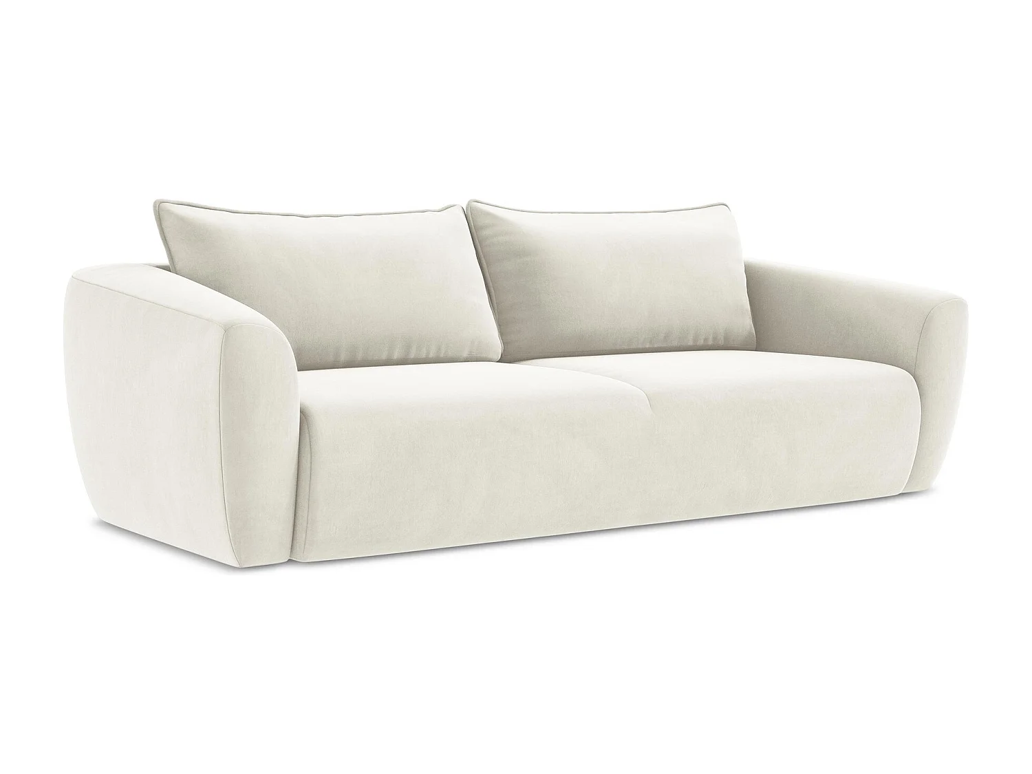 Canapé 3 places convertible en velours - beige clair - GUAVA