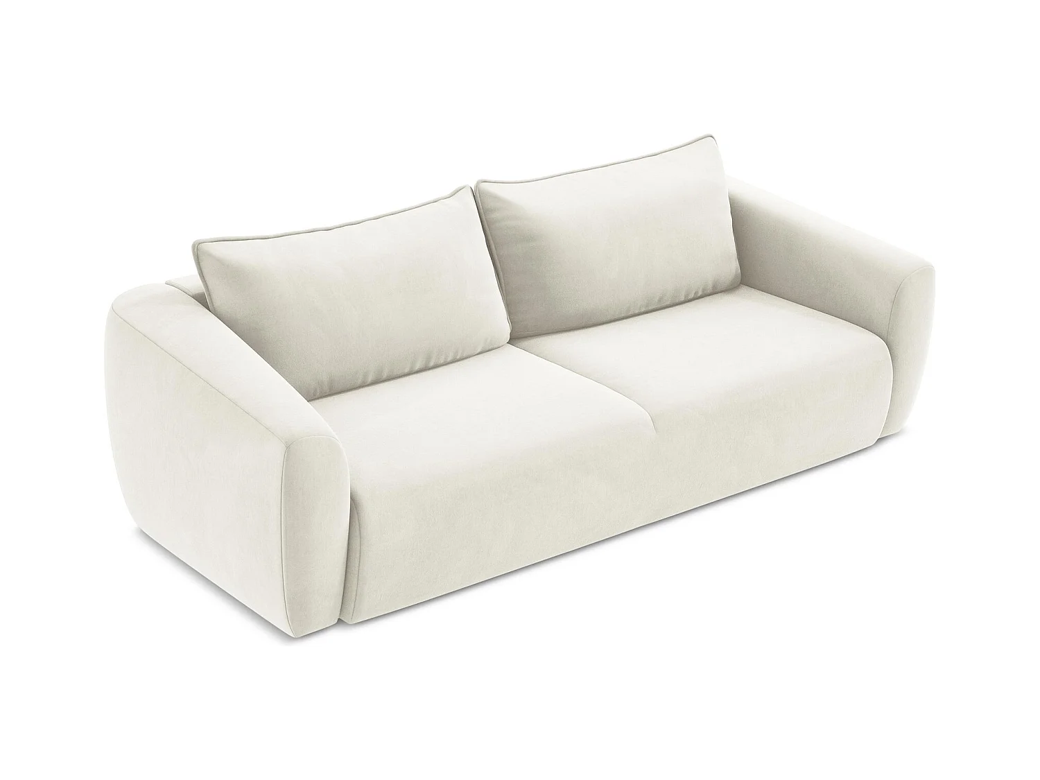 Canapé 3 places convertible en velours - beige clair - GUAVA