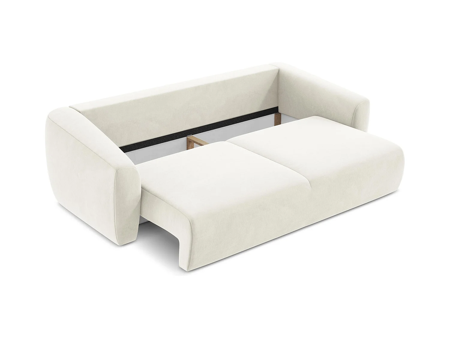 Canapé 3 places convertible en velours - beige clair - GUAVA