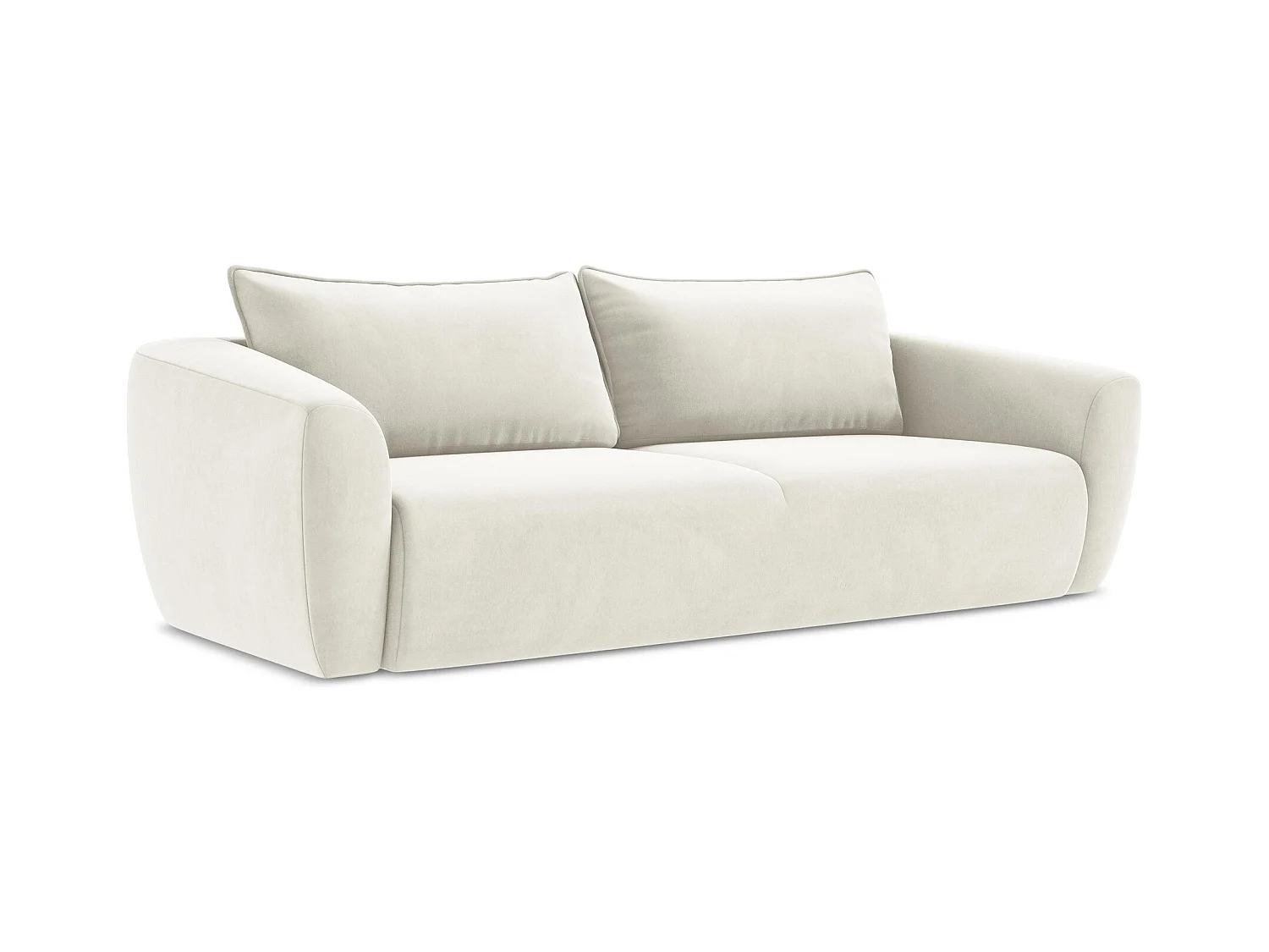 3-Sitzer Sofa mit Schlaffunktion - Samt - Hell beige - GUAVA