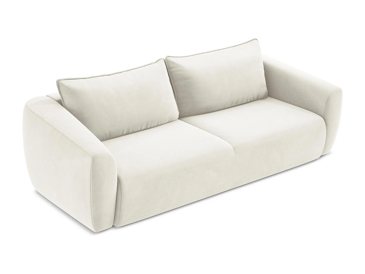 Canapé 3 places convertible en velours - beige clair - GUAVA