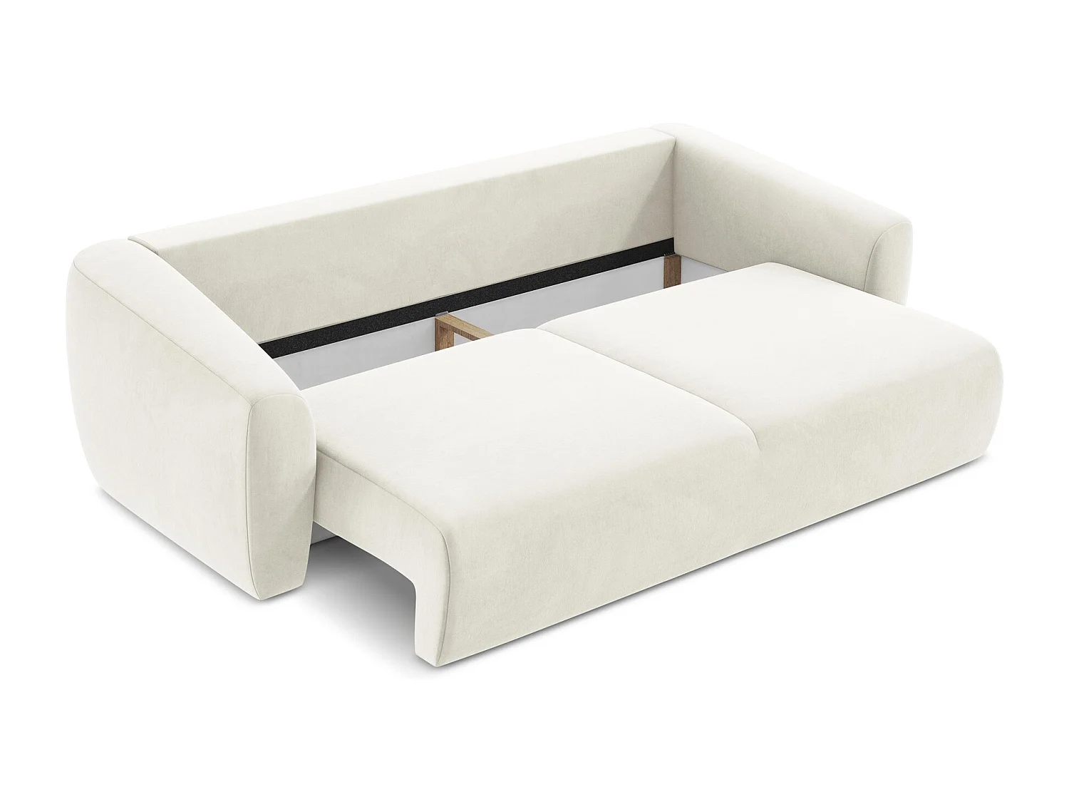 Canapé 3 places convertible en velours - beige clair - GUAVA