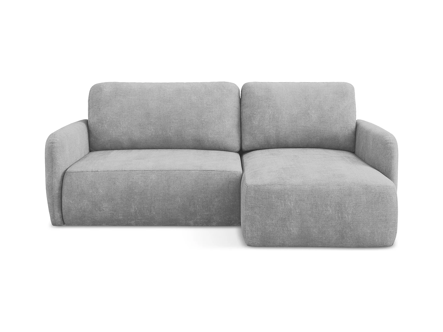 Canapé d'angle droit convertible en tissu chenille - gris clair - LILO