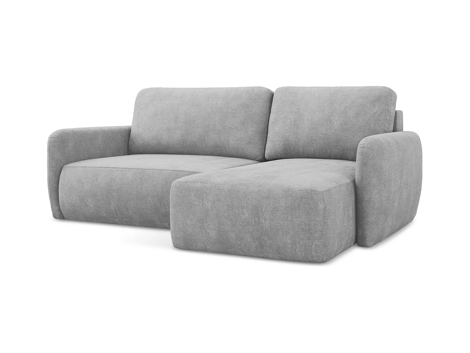 Canapé d'angle droit convertible en tissu chenille - gris clair - LILO