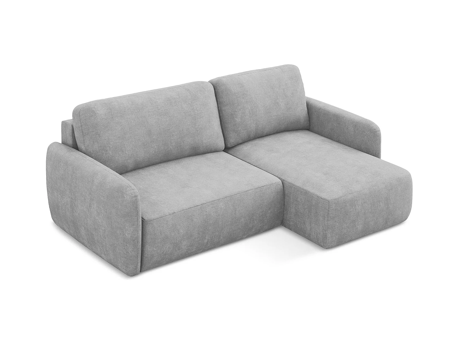 Canapé d'angle droit convertible en tissu chenille - gris clair - LILO