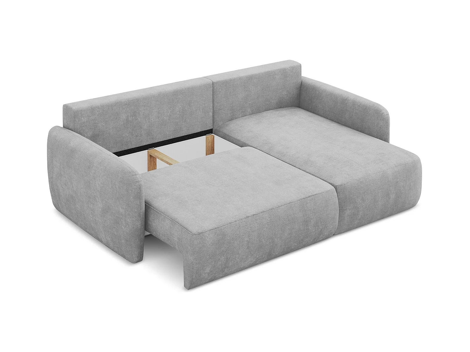 Canapé d'angle droit convertible en tissu chenille - gris clair - LILO