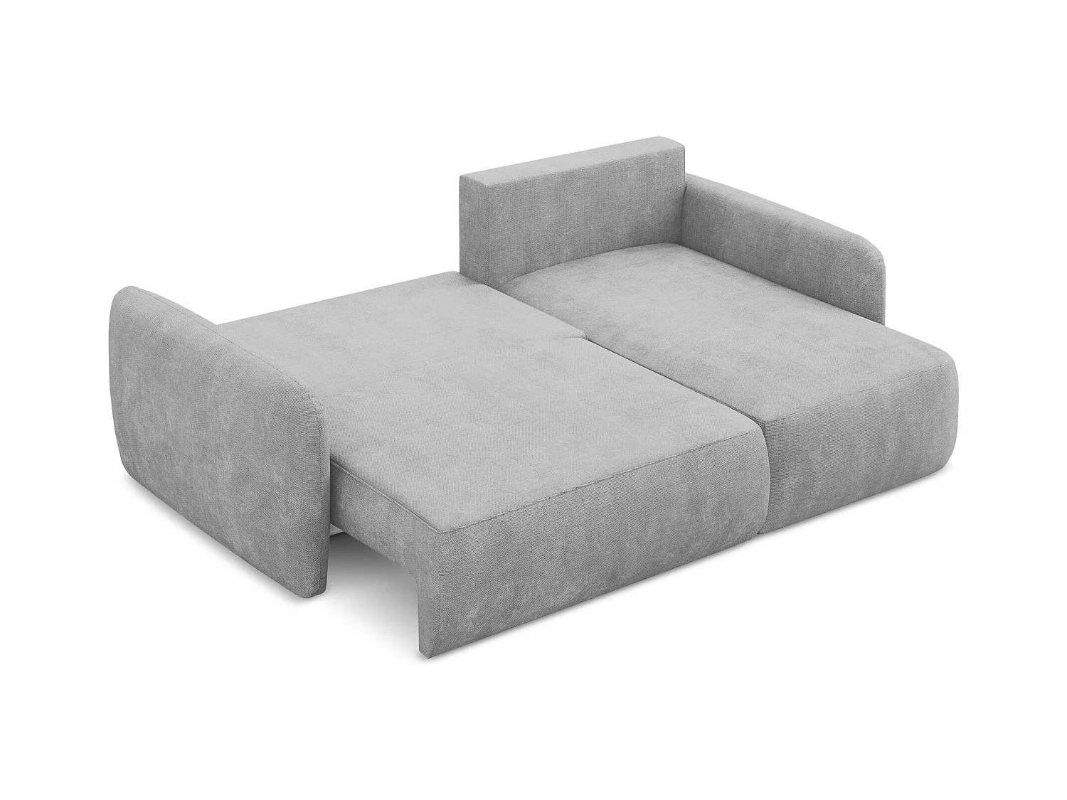 Canapé d'angle droit convertible en tissu chenille - gris clair - LILO