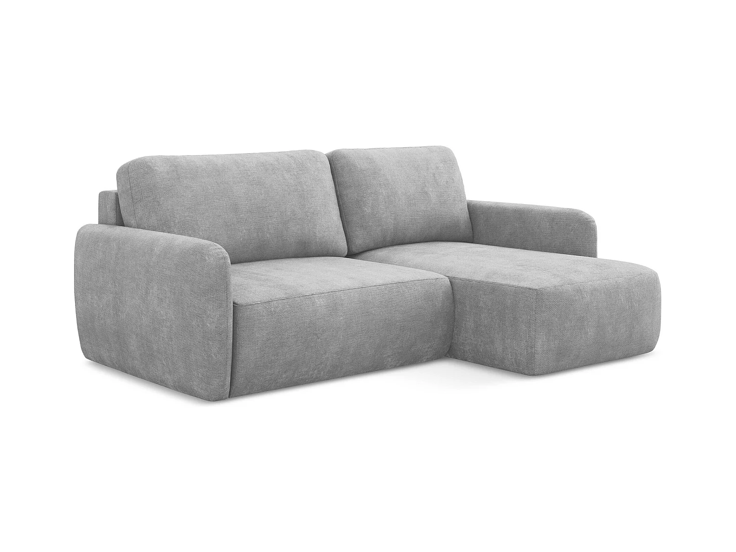 Ecksofa mit Schlaffunktion - Ecke Rechts - Chenille - Hellgrau - LILO