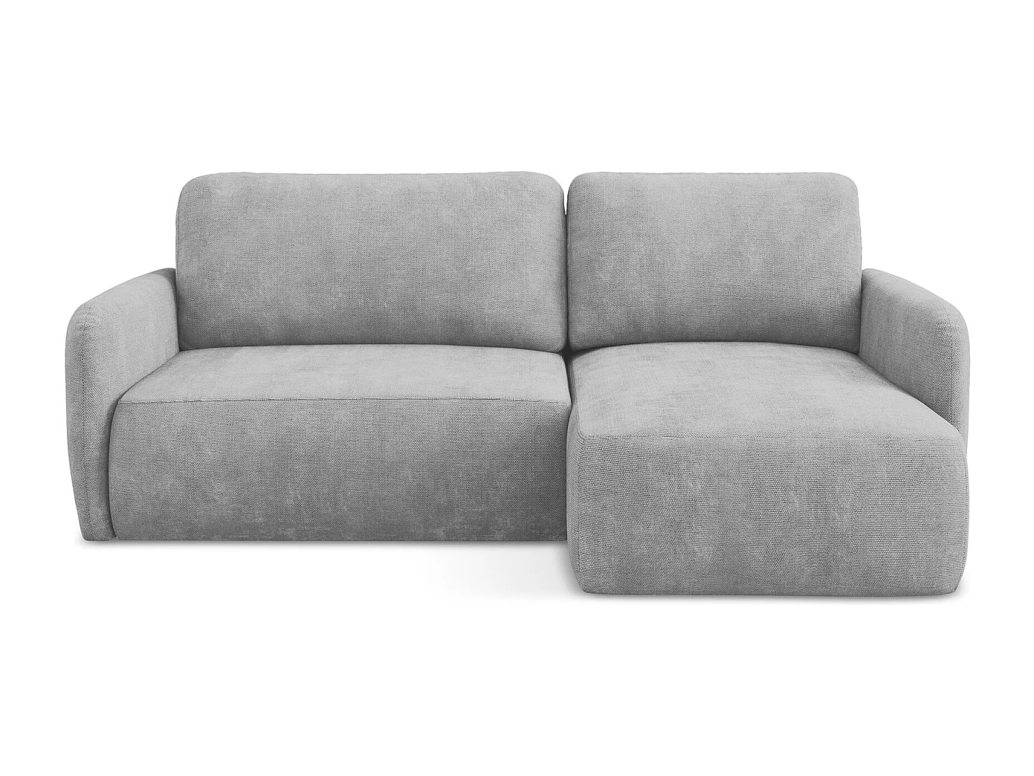 Canapé d'angle droit convertible en tissu chenille - gris clair - LILO