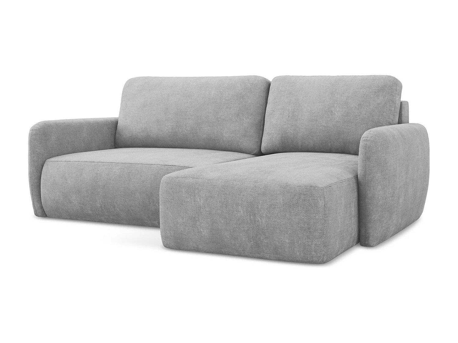 Canapé d'angle droit convertible en tissu chenille - gris clair - LILO