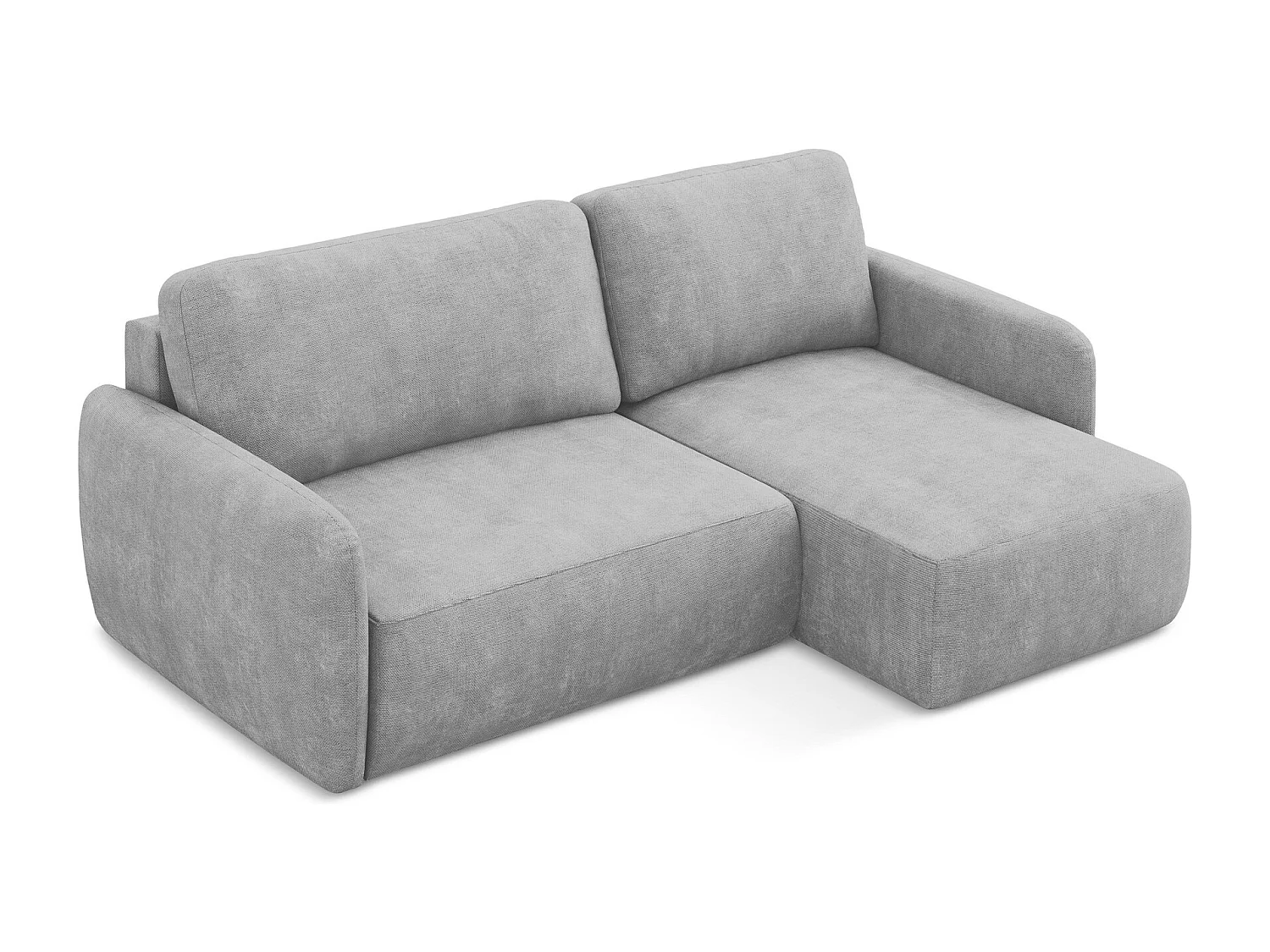 Canapé d'angle droit convertible en tissu chenille - gris clair - LILO