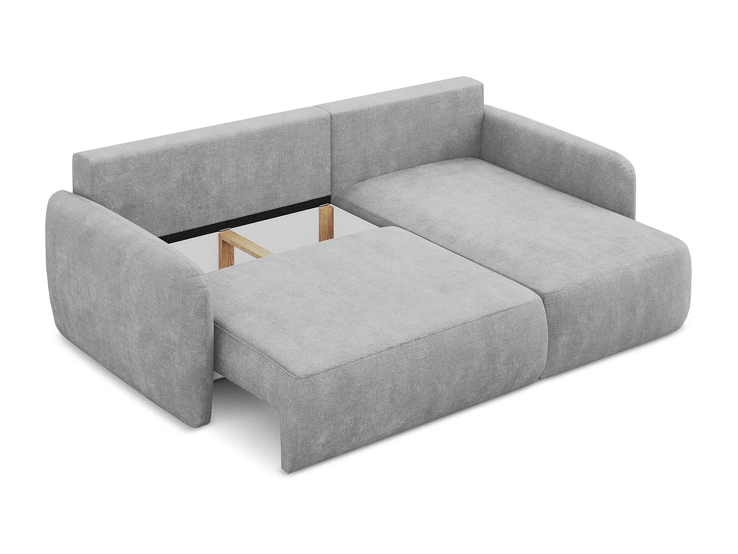 Canapé d'angle droit convertible en tissu chenille - gris clair - LILO