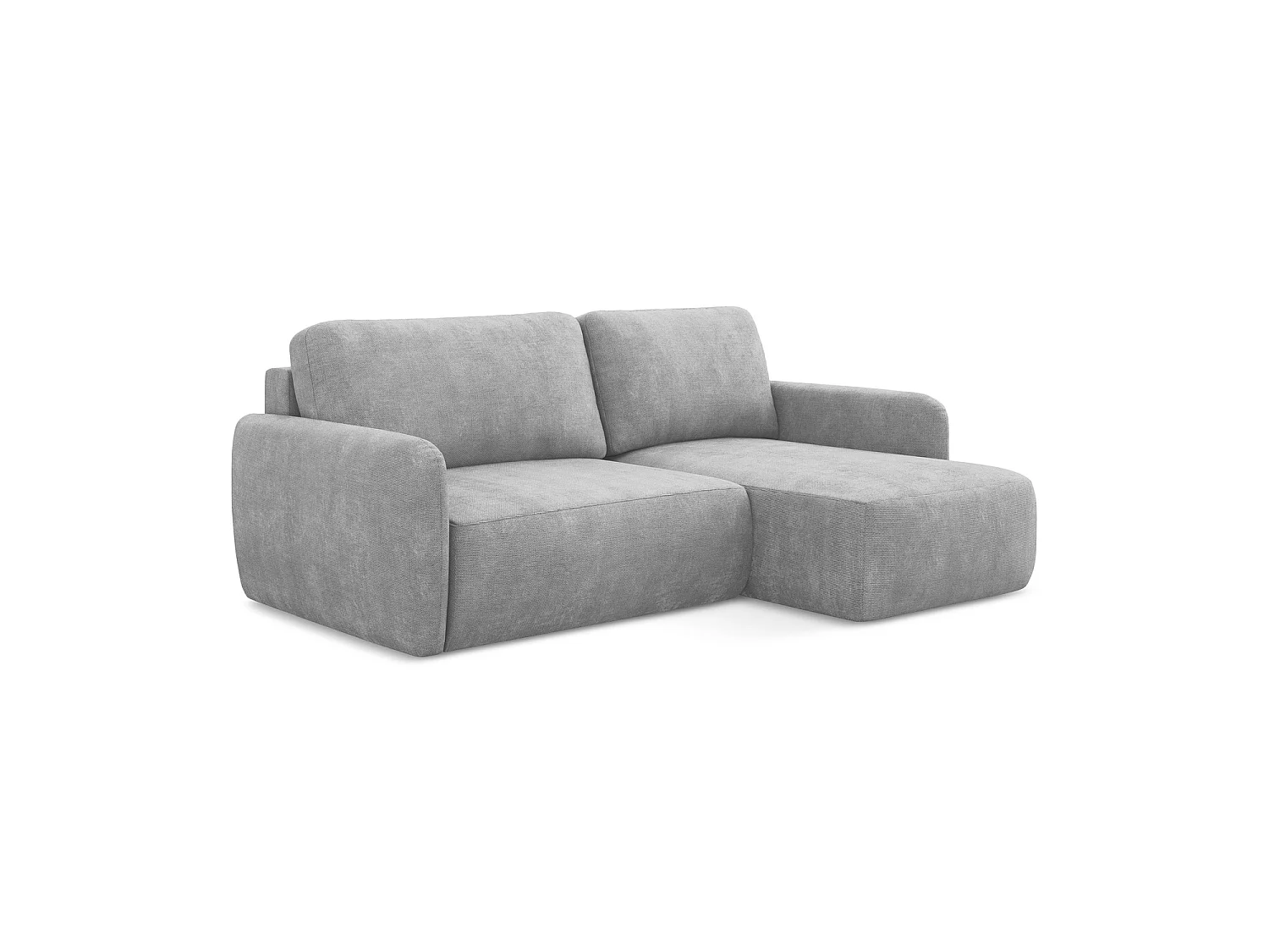 Canapé d'angle droit convertible en tissu chenille - gris clair - CORLE