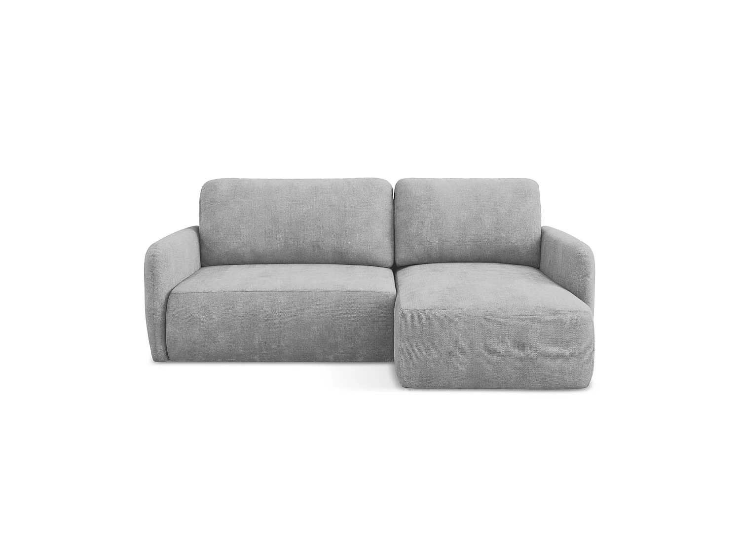 Canapé d'angle droit convertible en tissu chenille - gris clair - CORLE