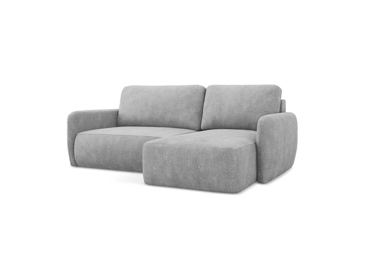 Canapé d'angle droit convertible en tissu chenille - gris clair - CORLE