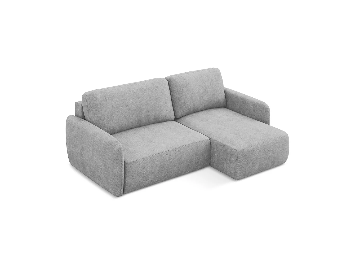 Canapé d'angle droit convertible en tissu chenille - gris clair - CORLE