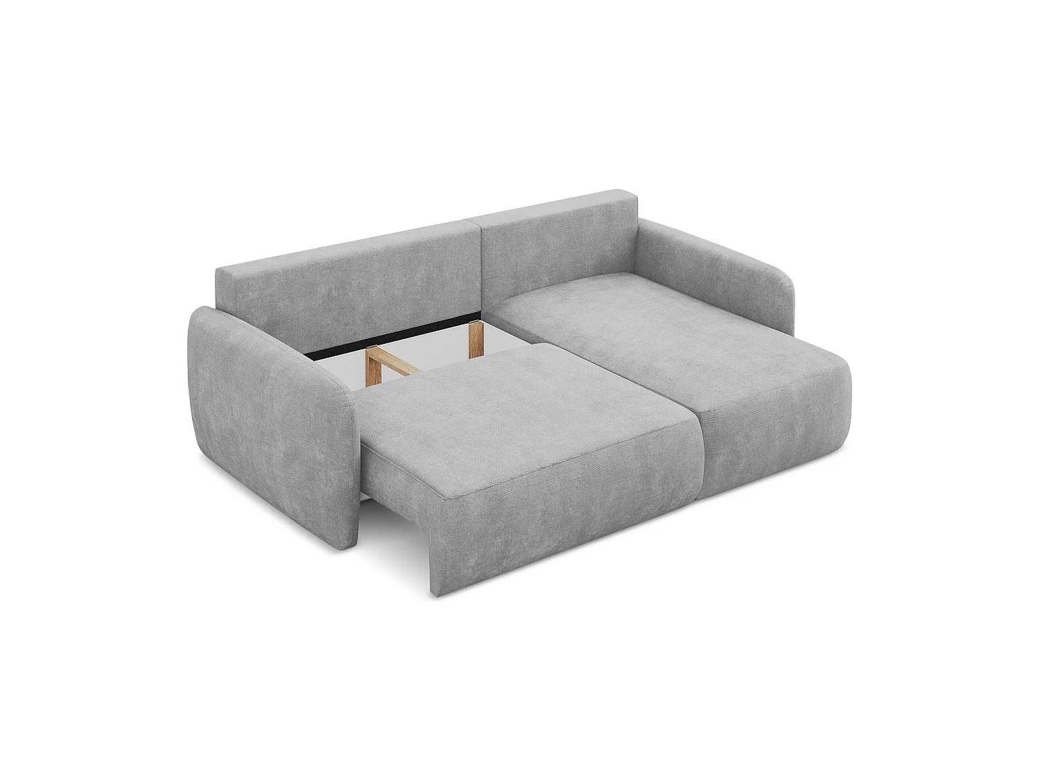 Canapé d'angle droit convertible en tissu chenille - gris clair - CORLE