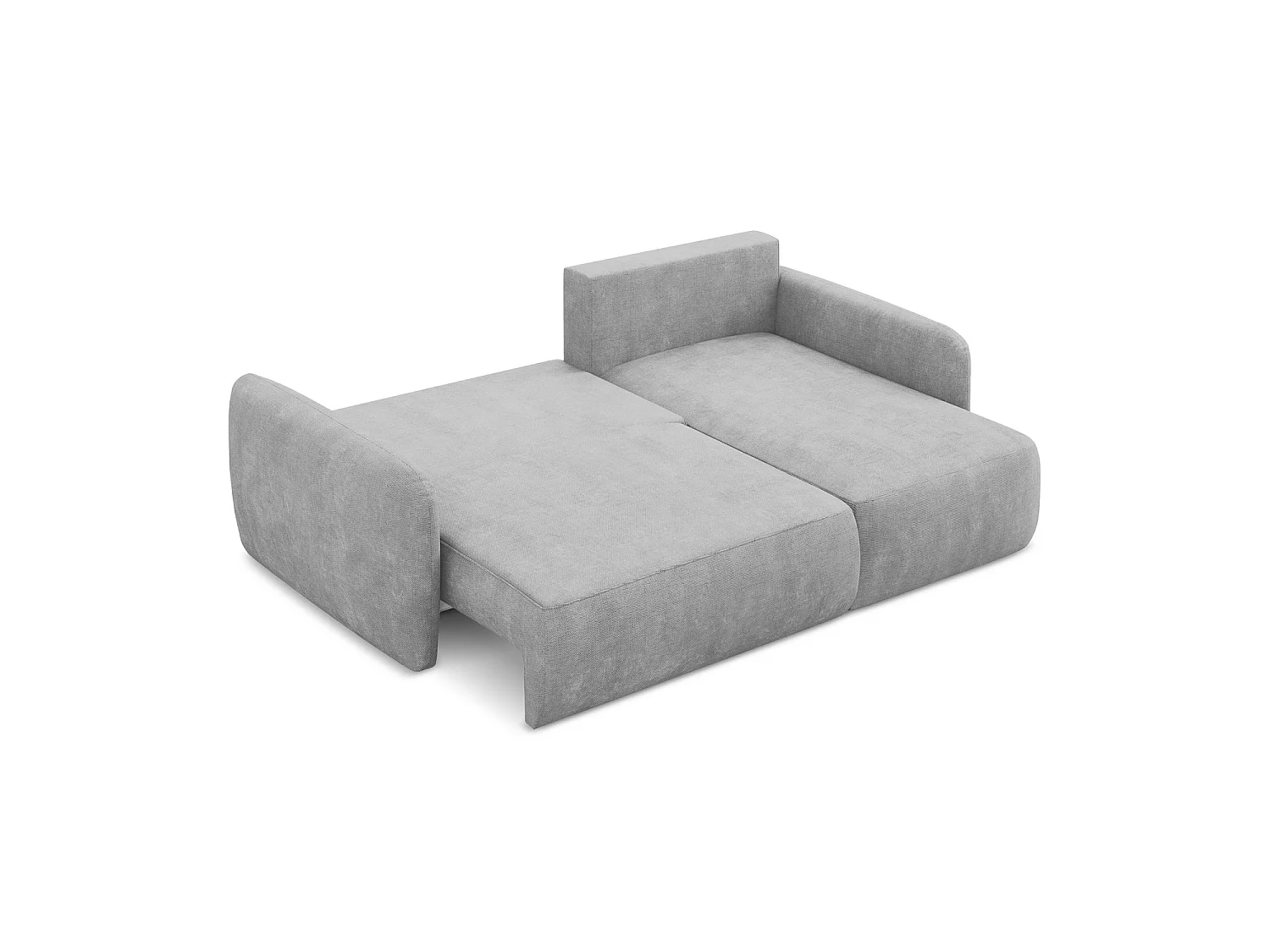 Canapé d'angle droit convertible en tissu chenille - gris clair - CORLE