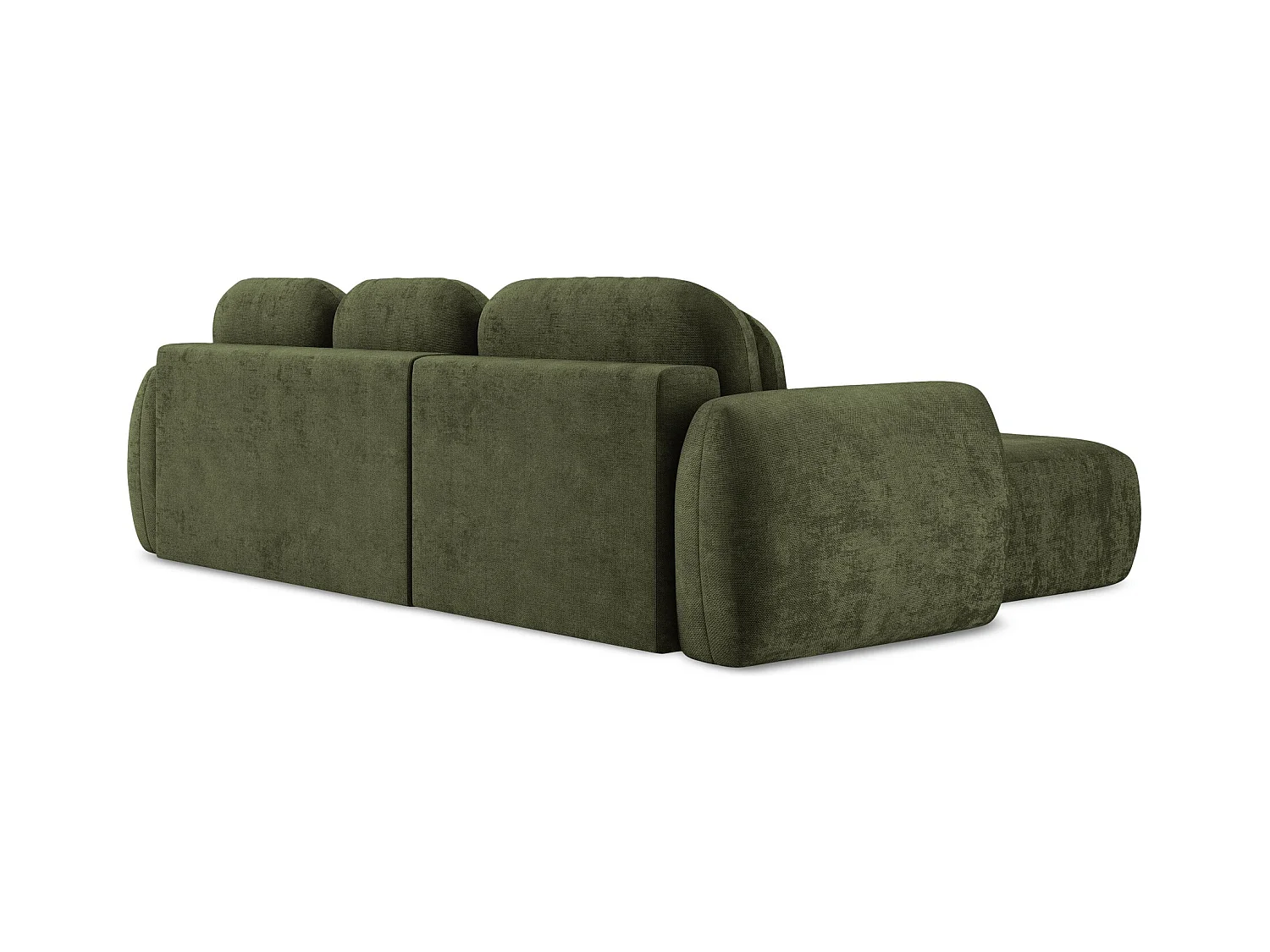 Canapé d’angle 3 places gauche convertible en tissu chenille - olive - LOHI