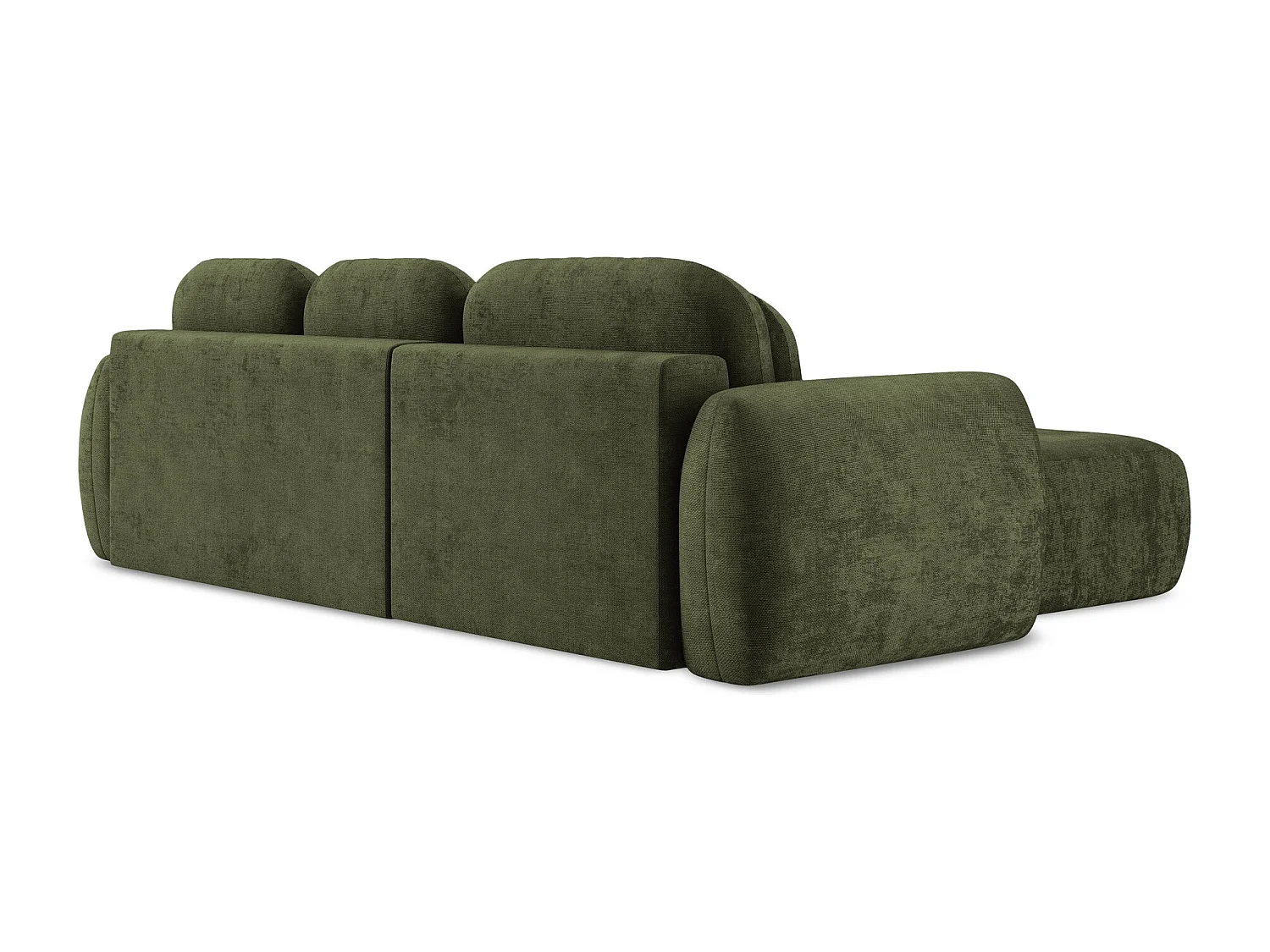 Canapé d’angle 3 places gauche convertible en tissu chenille - olive - LOHI