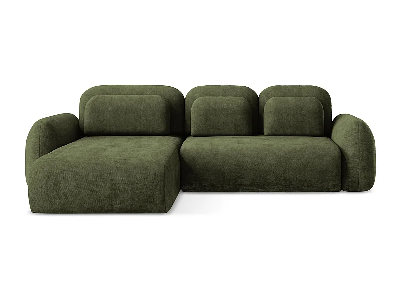 Hoekslaapbank links van olijf chenille stof - LOHI