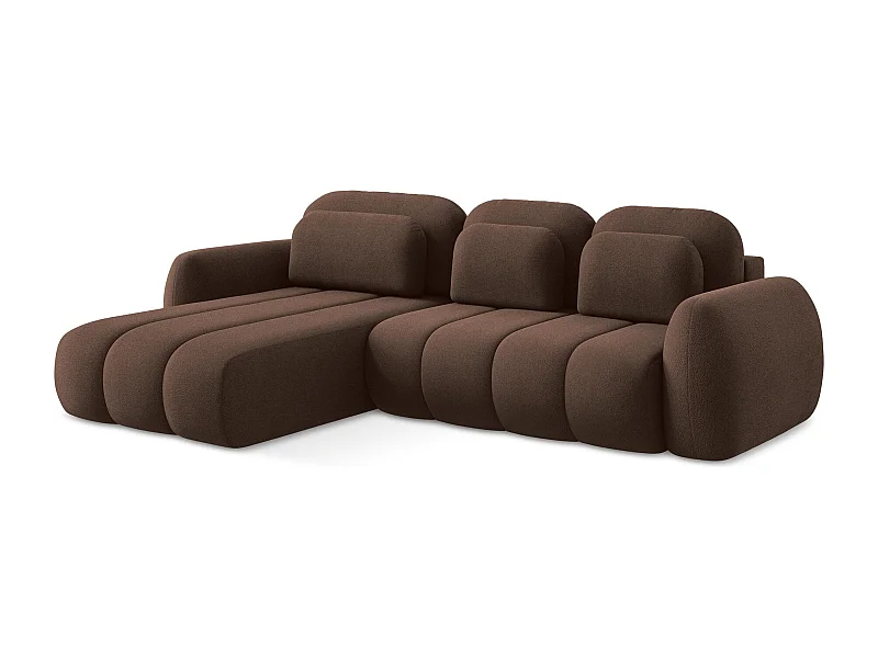 3-Sitzer Ecksofa mit Schlaffunktion - Ecke Links - Bouclé - Taupe - PELE